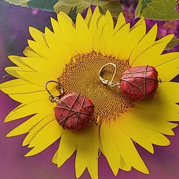 Necklace/Choker, Earrings Set, Orange Stone - Picture 3 of 5
